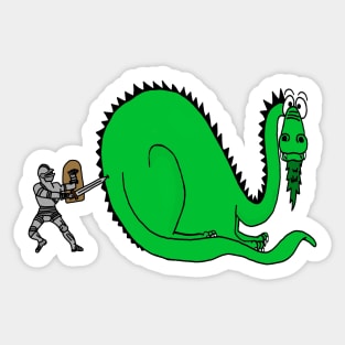 Funny Knight and Dragon Sticker